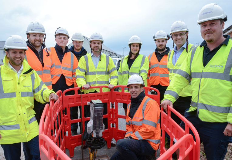 Image of Openreach engineers on the job with MP Stephen Crabb
