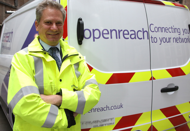 Engineer advertising Openreach leadership team
