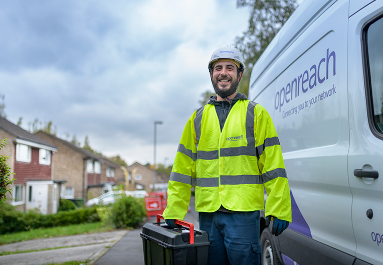 Engineer by his van