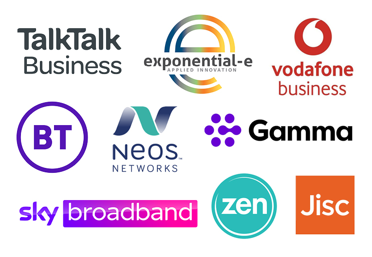 Various ethernet service provider compilation logos in one image