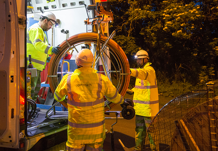 Engineers working at night