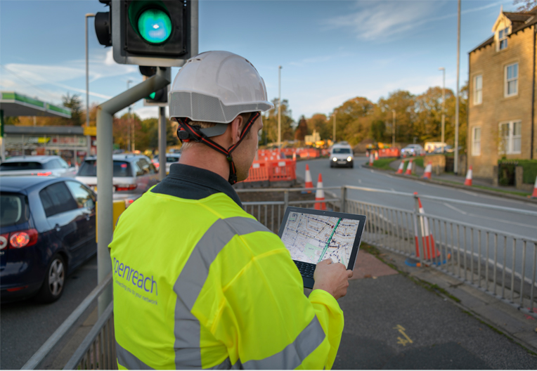 Engineer planning on road