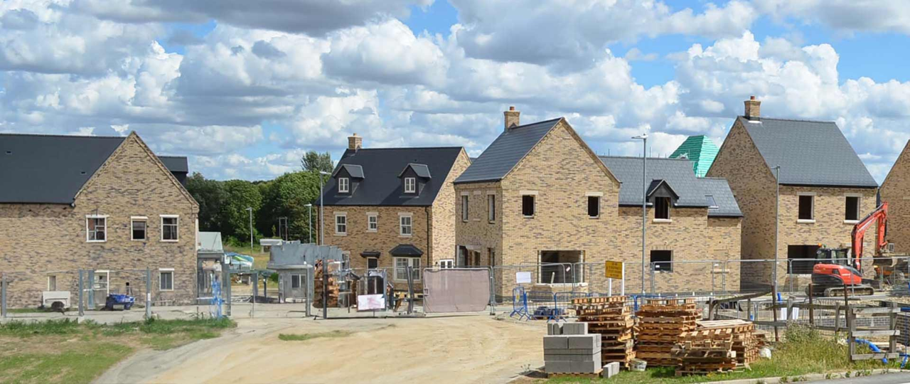  New build construction site with homes being built