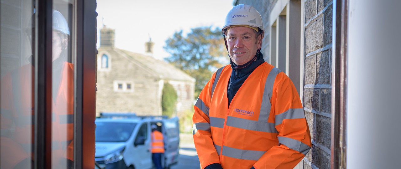 Openreach engineer standing near the wall