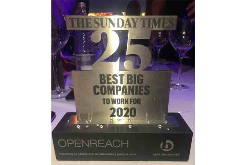 The Sunday Times 25 Best Big Companies to work for 2020 award