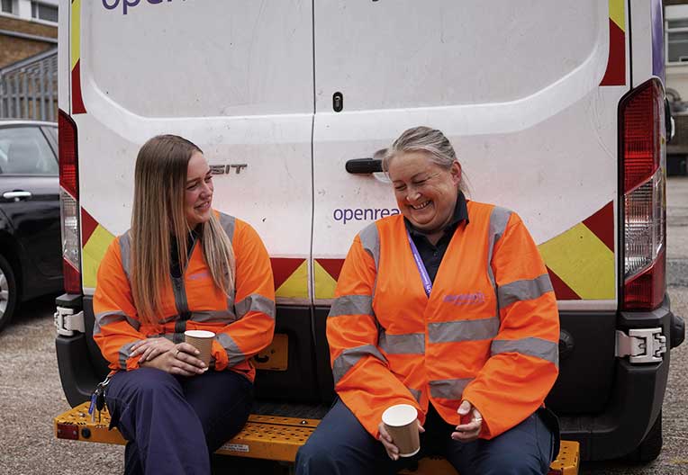 Engineers in their van