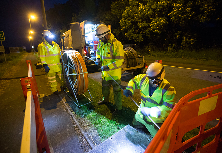 Image of engineers working at night