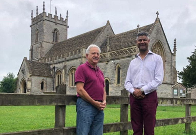 Image of Lydford-on-Fosse residents by their local church