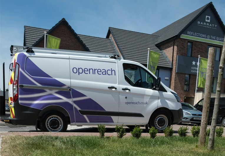 Image of Openreach van on new housing development