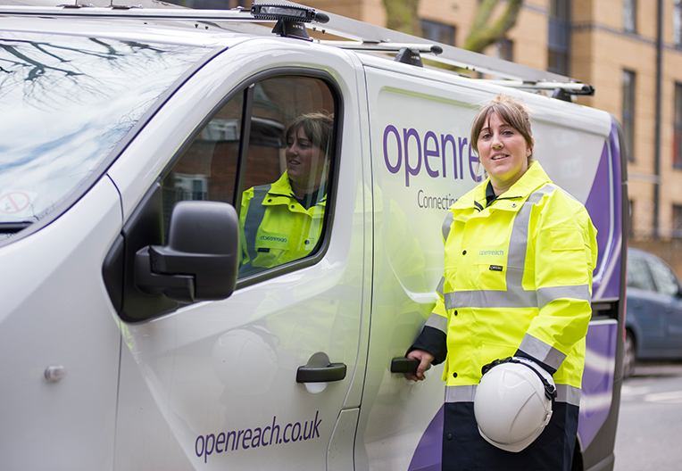 Engineer by her van Engineer by her van