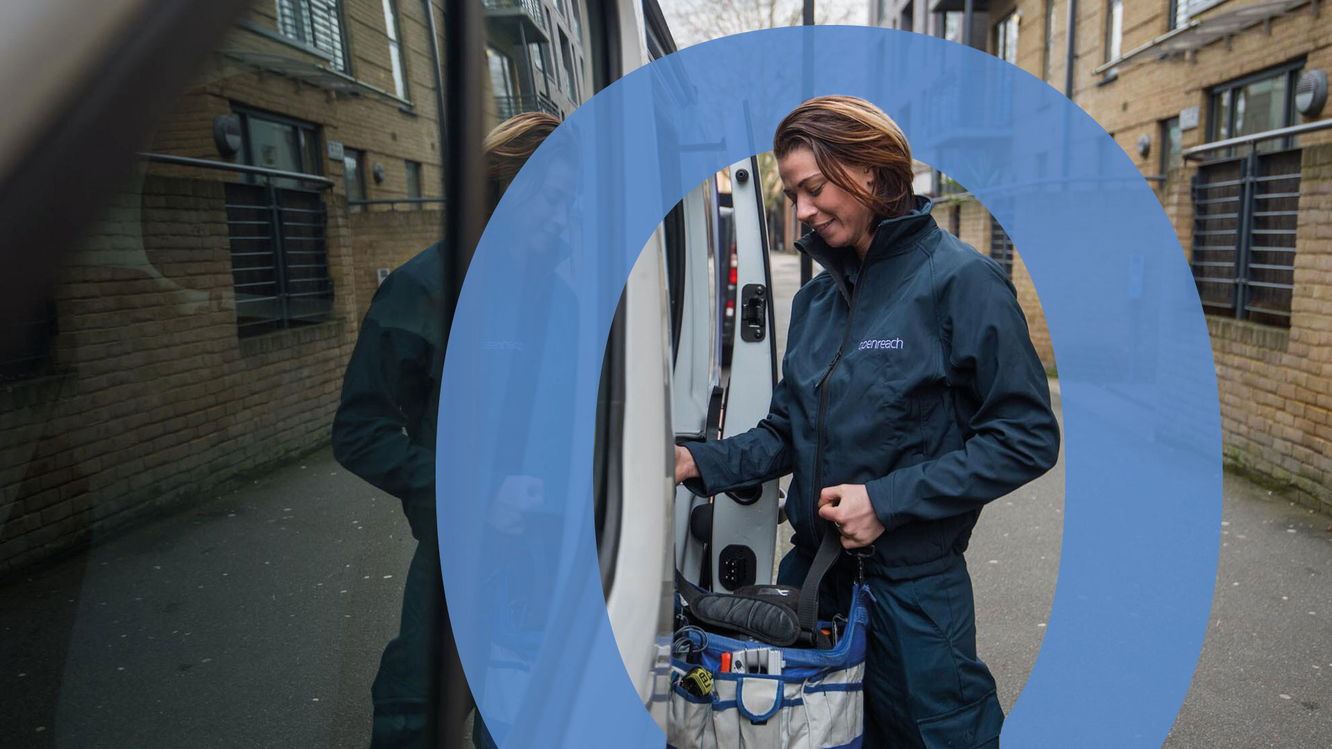 Engineer installing Full Fibre broadband cables on a telegraph pole