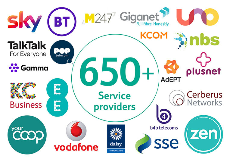 Over 650 Service Providers use our network to offer packages to their customers.