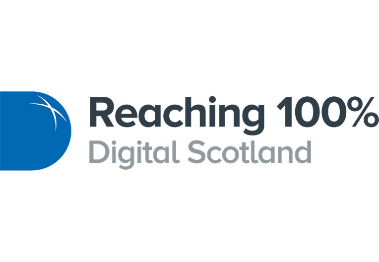 Reaching 100% Digital Scotland black and white logo
