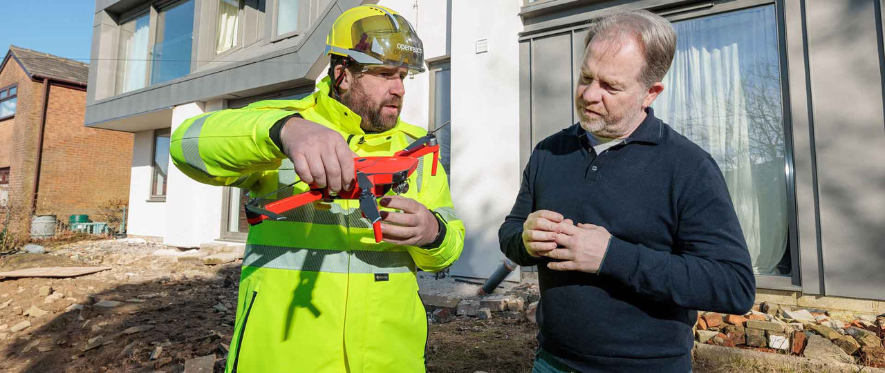 Engineer operating drone