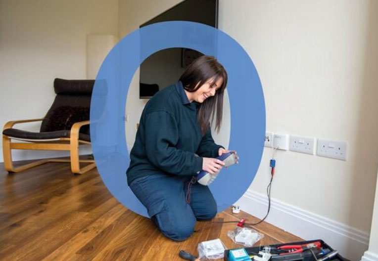 Openreach engineer installing ONT