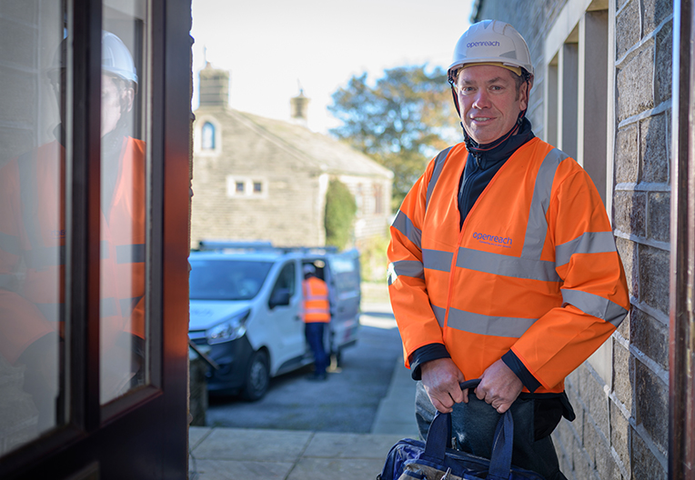 Engineer arriving at a customer's home