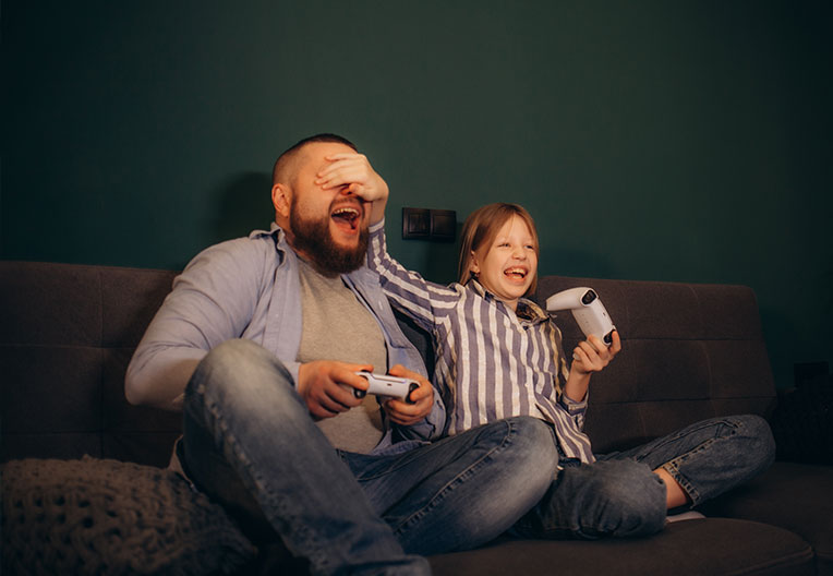 Family playing game