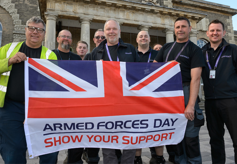Image of Openreach engineers celebrating Armed Forces Day