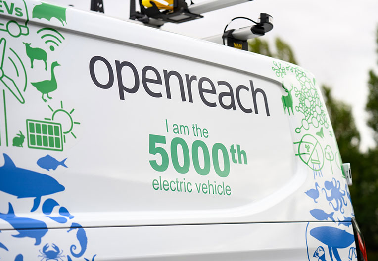 Openreach celebrates 5000 electric vans on the road