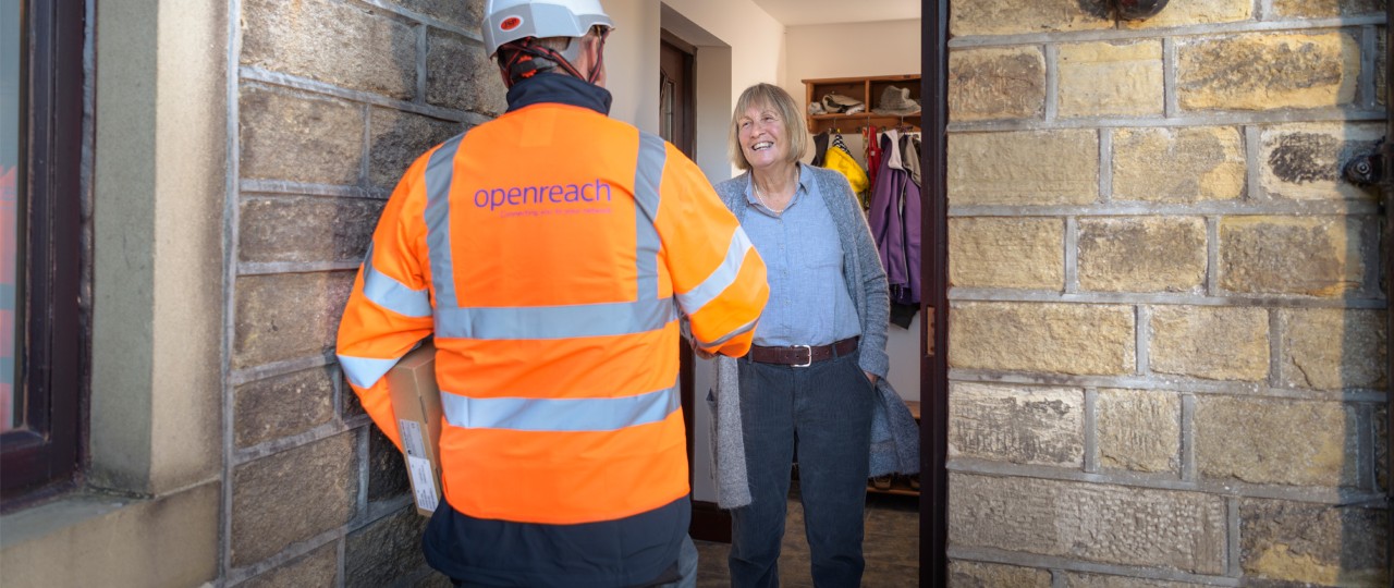 Engineer at customer's door