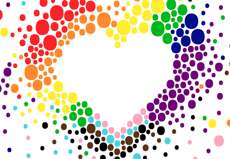 Pride colours in a heart