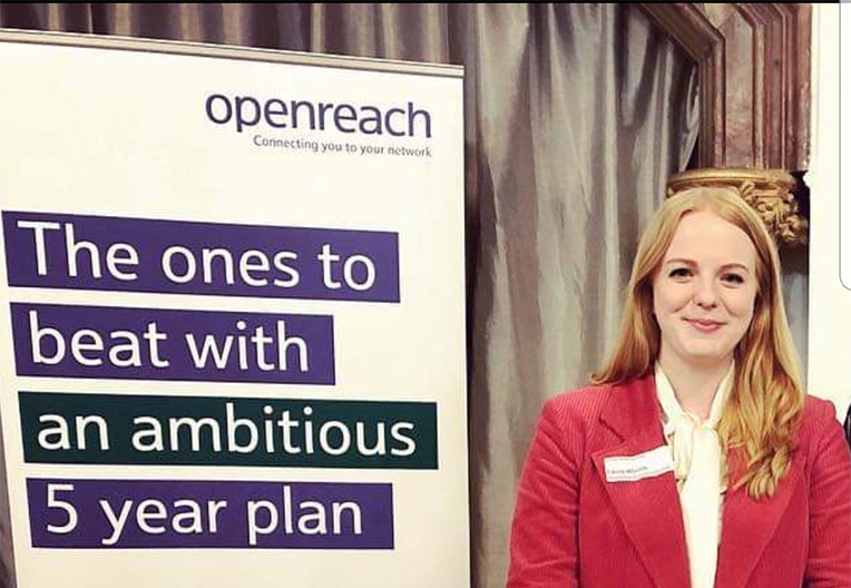 Image of Laura at a girls school career day to discuss Openreach and STEM careers
